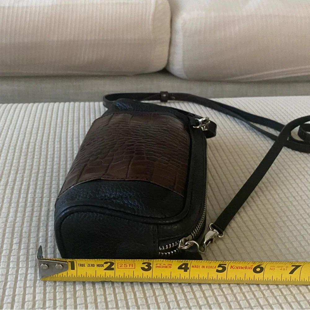 Brighton Black and Brown Croc-Embossed Crossbody